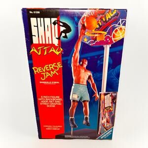 Shaquille Oneal Shaq Attaq Reverse Jam Action Figure 6 Inch With Hoop Backboard